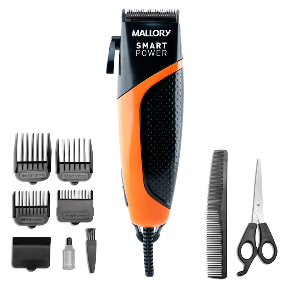 Máquina de Cortar Cabelo Mallory Smart Power CR07 4 Pentes Com Fio