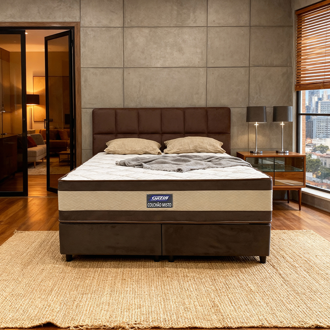 Colchão Cama Box Gazin Espuma Queen Size Misto Duo Extra  158x198