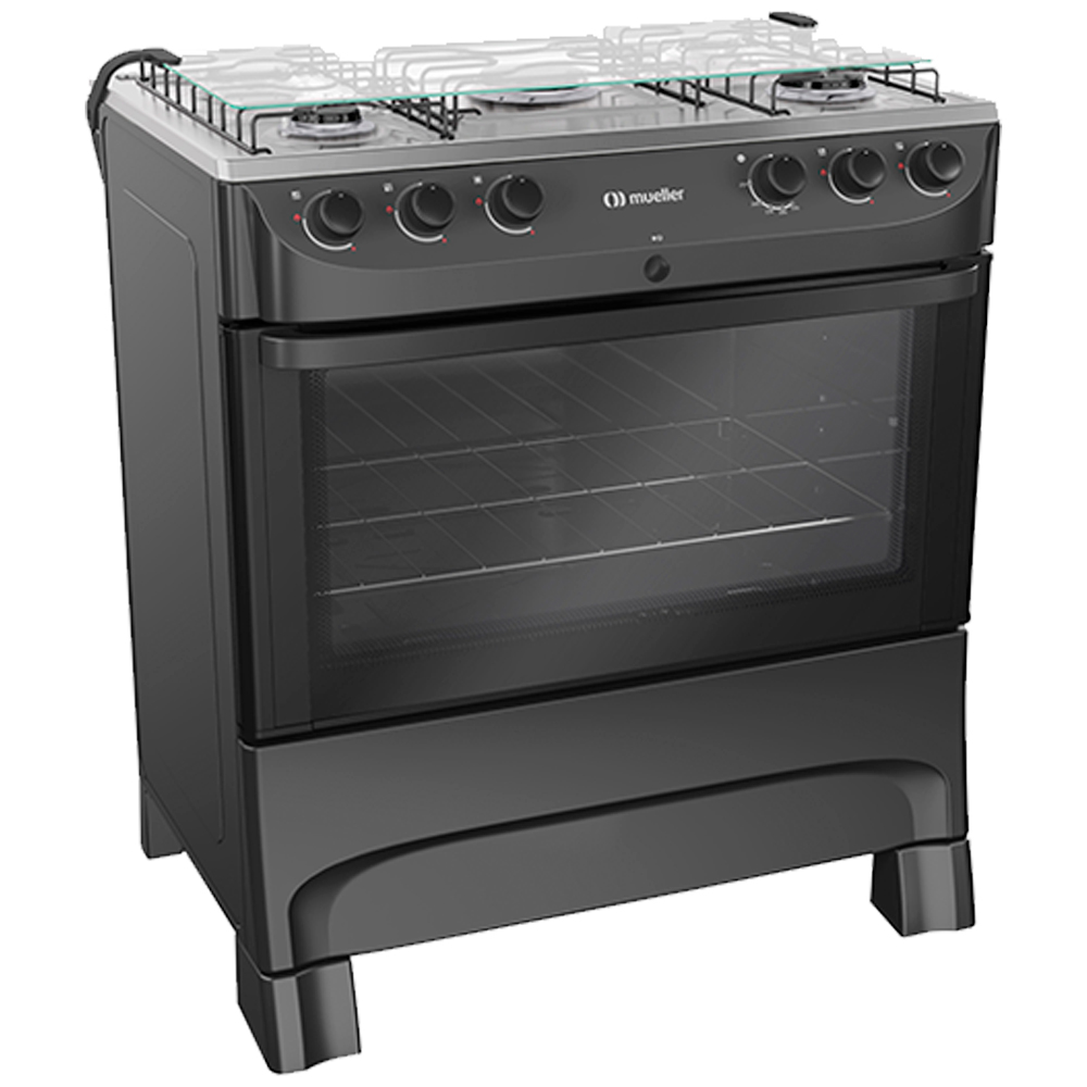 Fogão Mueller 5 Bocas MFI5BB Automático Mesa de Inox Forno 81,6L