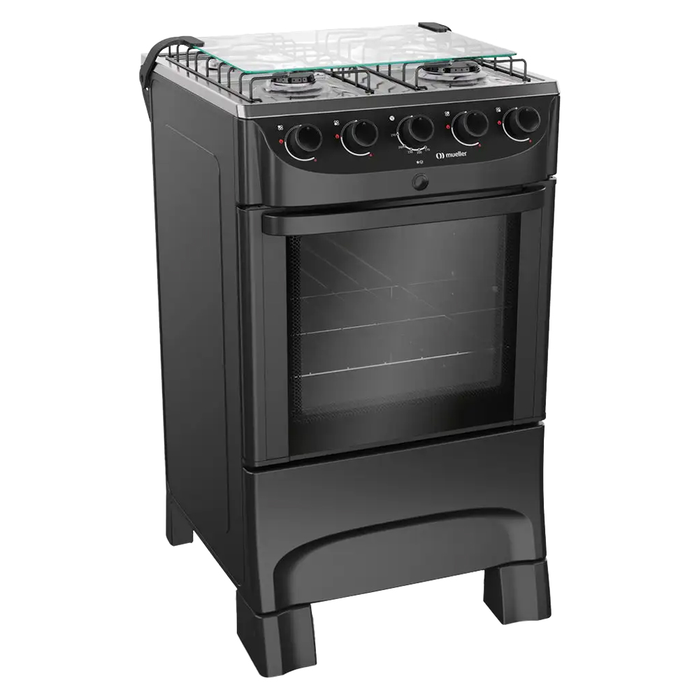 Fogão Mueller MFI4BB 4 Bocas Automático Mesa de Inox Forno 48,1L
