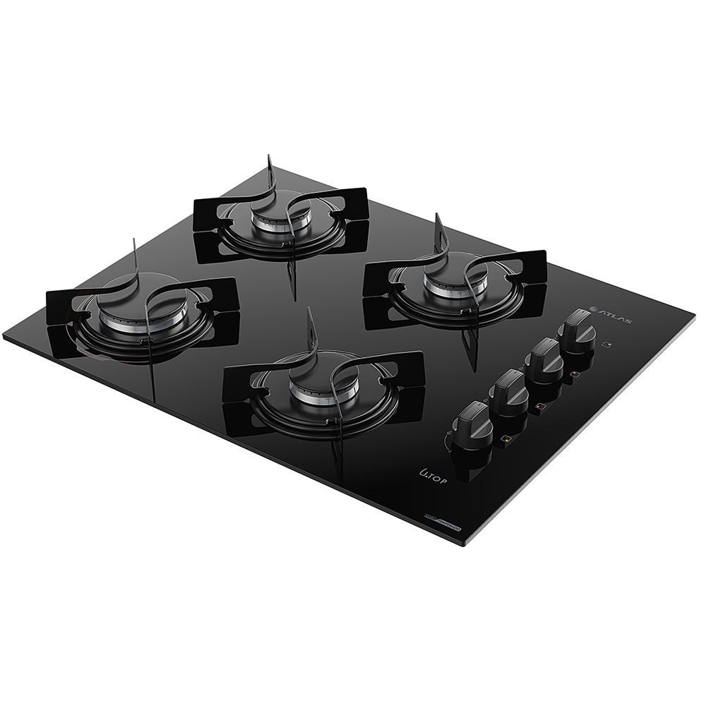 Cooktop a Gás Atlas Utop 4 Bocas Superautomático Mesa em Vidro Temperado