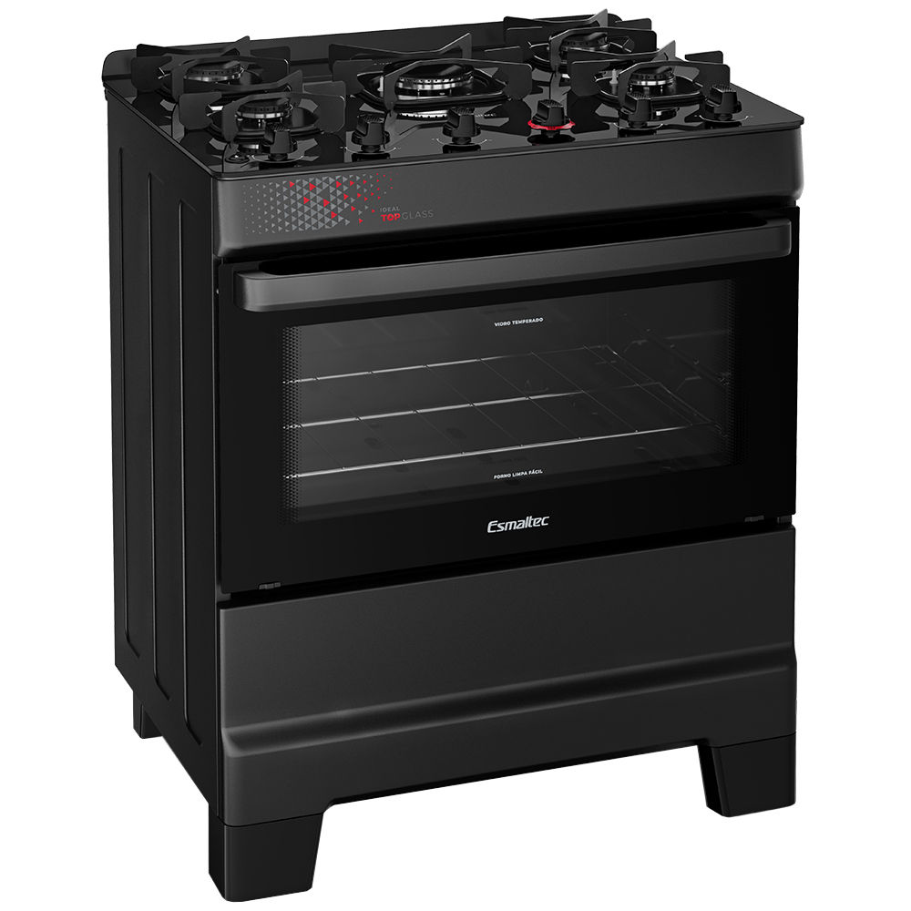 Fogão Esmaltec Ideal Top 5 Bocas Automático Mesa de Vidro
