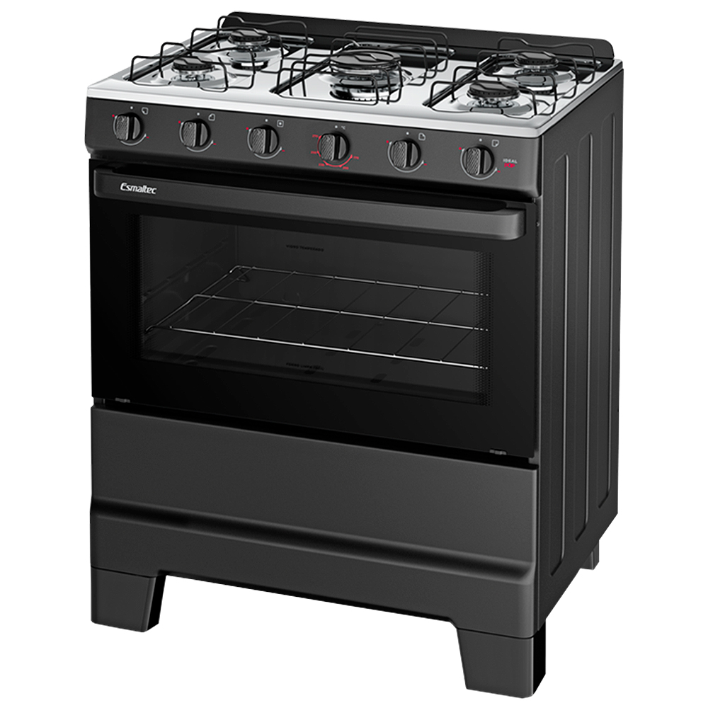 Fogão Esmaltec Ideal Pop 5 Bocas Manual Mesa Aço Inox