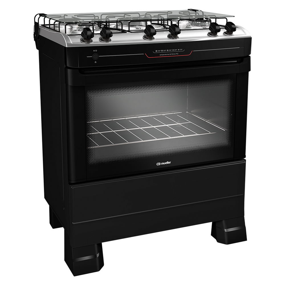 Fogão Mueller MFI5BF 5 Bocas Automático Mesa Inox Forno Total Clean