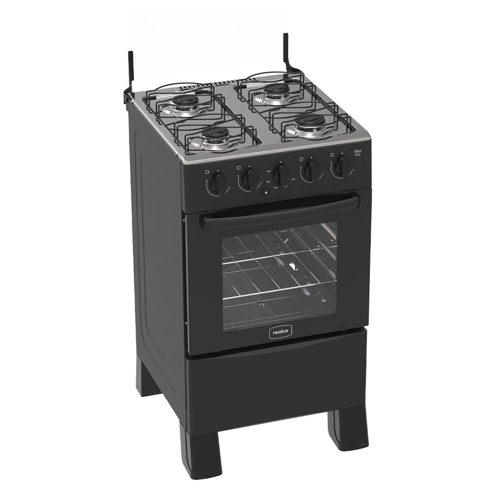 Fogão Realce 4 Bocas Ares Plus Automático Mesa de Inox Forno 50L