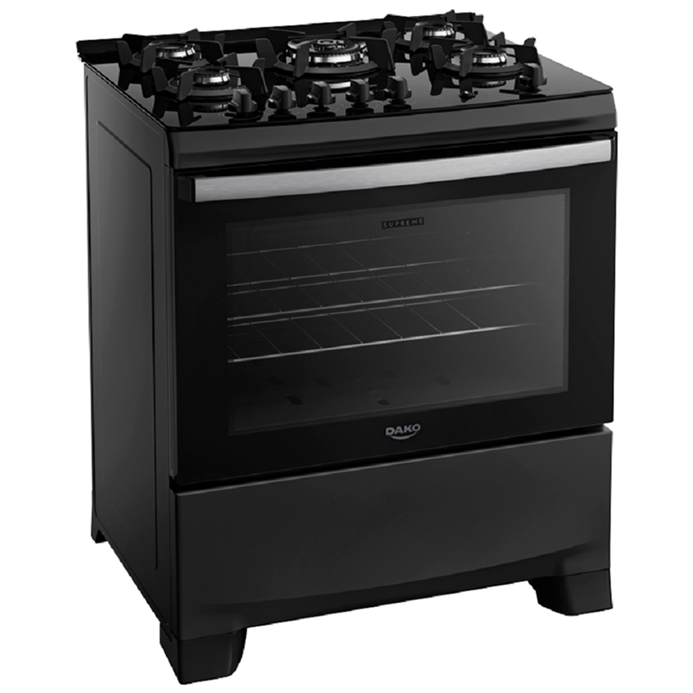 Fogão Dako Supreme Glass 5 Bocas Automático Mesa de Vidro