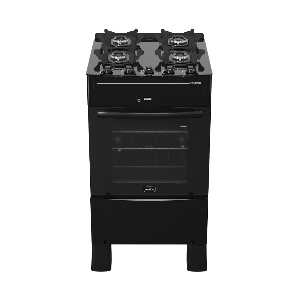 Fogão Realce Smart Glass 4 Bocas Automático Mesa de Vidro 50L