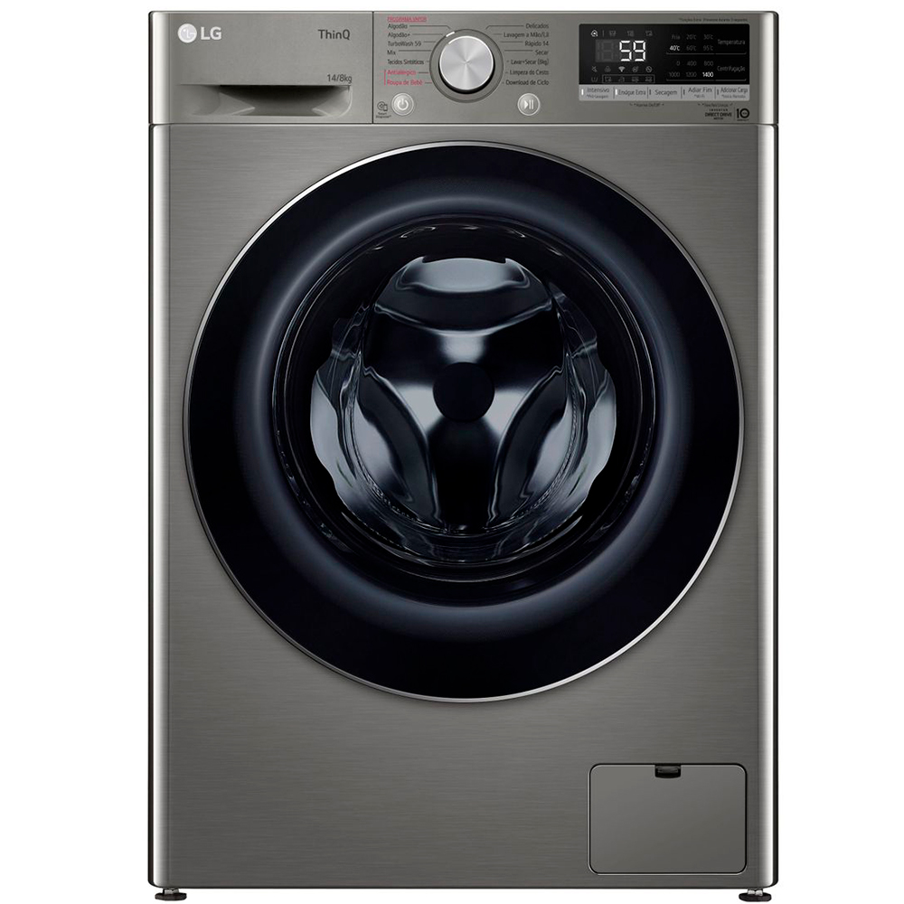 Lava e Seca Smart LG VC4 Com inteligência Artificial 14kg Cesto Inox CV5014PC4