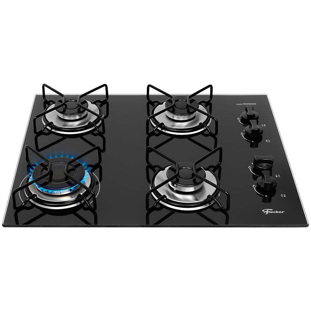 Cooktop a Gás Fischer Fit Line 4 Bocas Superautomático Mesa de Vidro