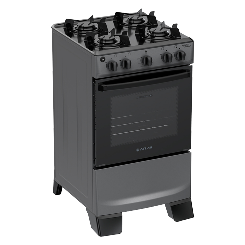 Fogão Atlas 4 Bocas Mônaco Lustro Automático Mesa de Vidro