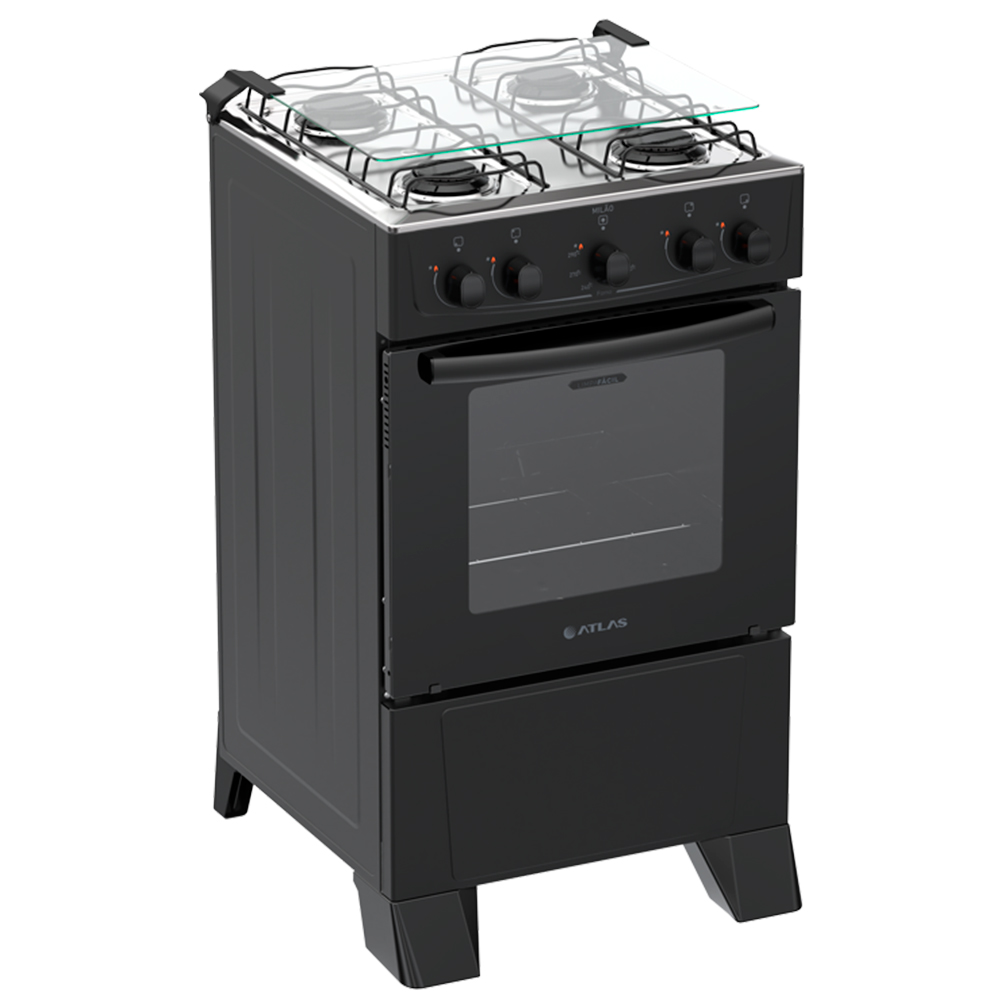 Fogão Atlas Milao 4 Bocas Manual Mesa de Inox 48L
