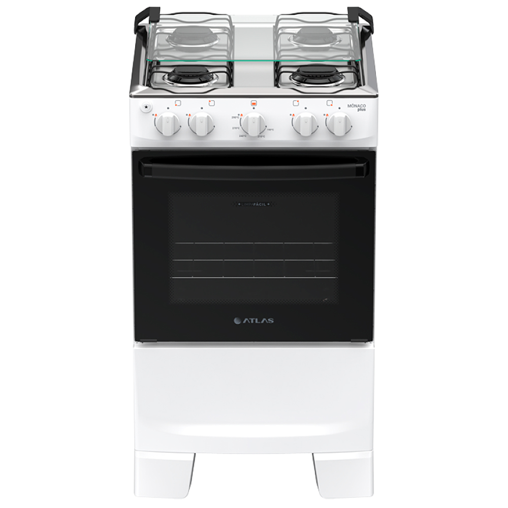 Fogão Atlas Mônaco Plus 4 Bocas Automático Mesa de Inox Forno