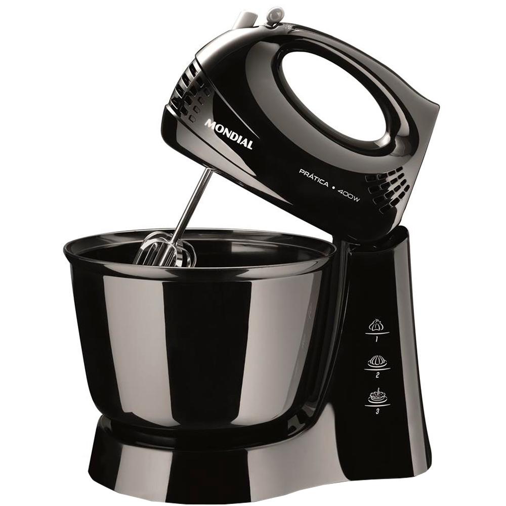 Batedeira Portátil Mondial Prática B-44B 3 Velocidades 400W Tigela 3,6L