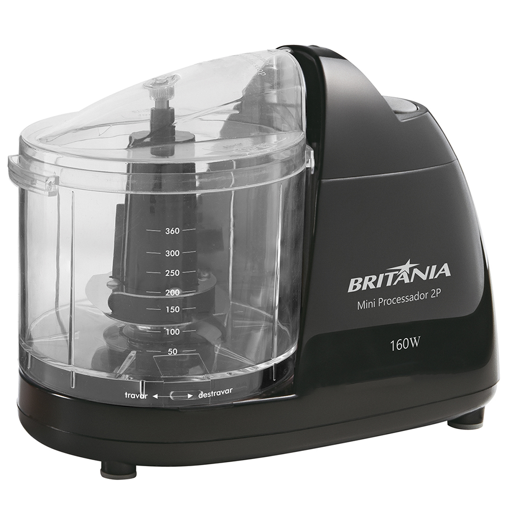 Mini Processador de Alimentos Britânia 160W 2P 360ml Função Pulsar