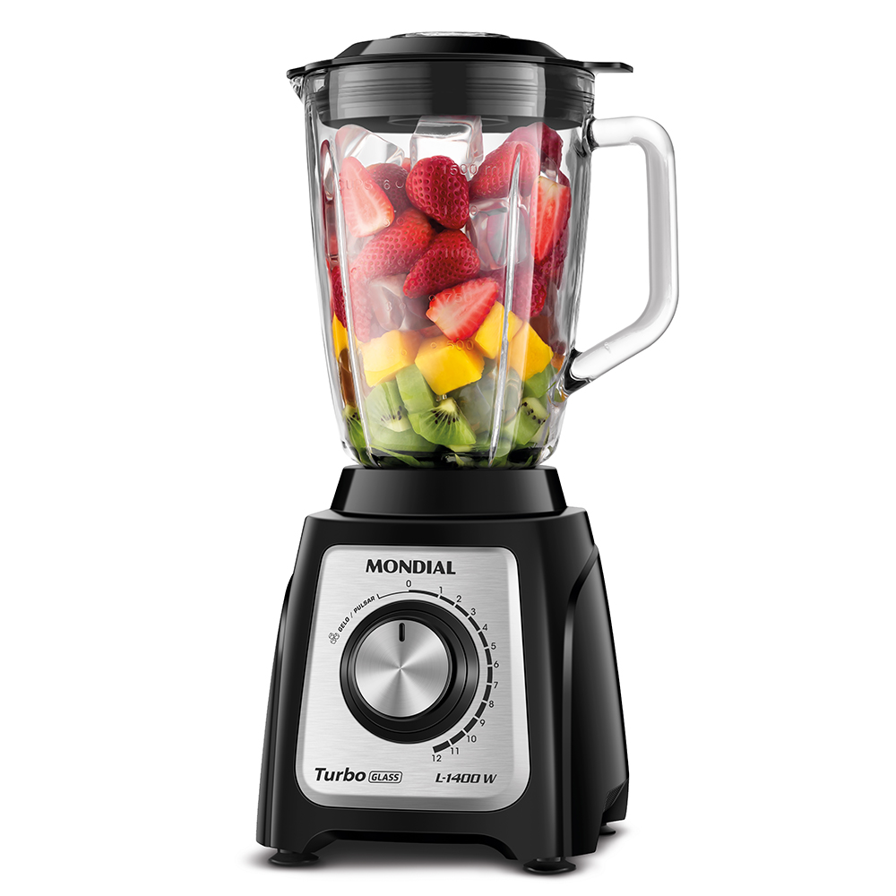 Liquidificador Mondial Turbo Glass L-1400-GI 2,2L 12 Velocidades 1400W