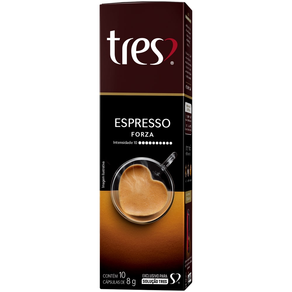 Cápsula de Café Três Corações Espresso Forza 10 Unidades Intensidade 10