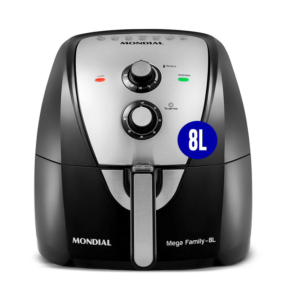 Fritadeira Elétrica Air Fryer Mondial Mega Family AFN-80-BI 8L 1900W Timer
