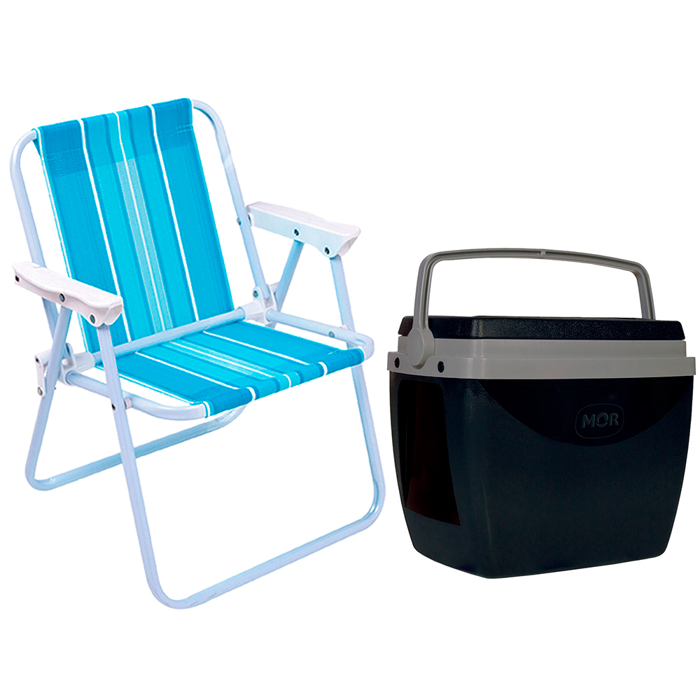 Kit Caixa Térmica 18L com Alça e Cadeira de Praia Infantil Mor