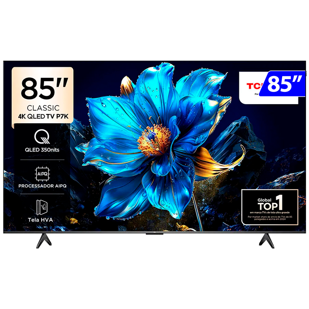 Smart TV TCL QLED 85" 4K UHD Comando de Voz 85P7K