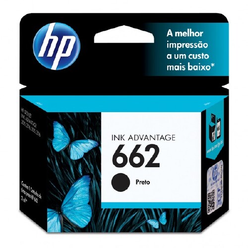 Cartucho de Tinta HP Preto Nº662 Original até 120 Páginas CZ103AB