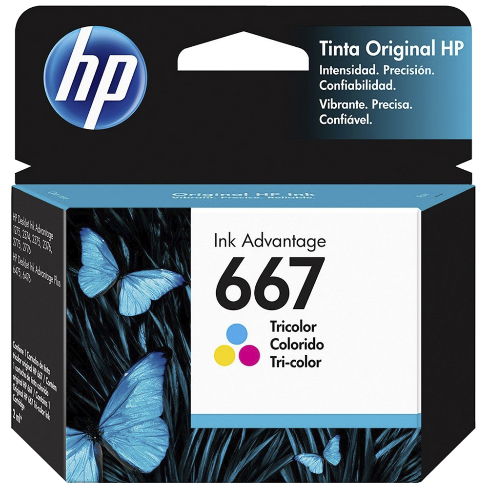 Cartucho de Tinta HP Colorido Nº667 Original até 100 Páginas 3YM78AB