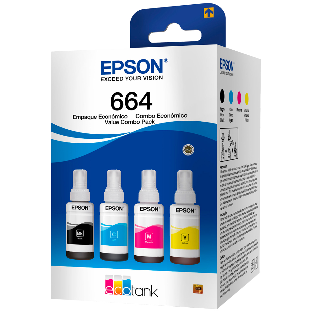 Kit de Refil para Tanque de Tinta Epson com 4 Cores T664