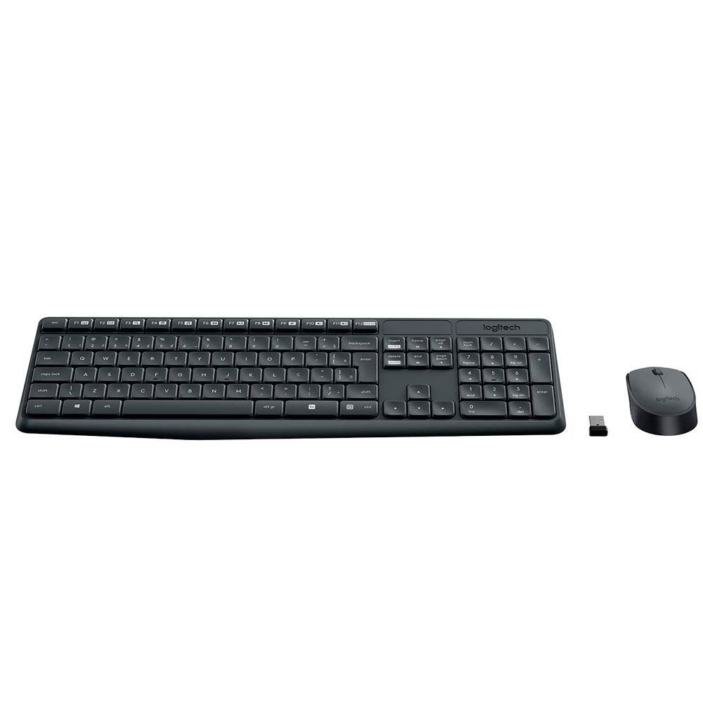 Kit Teclado e Mouse Sem fio Logitech MK235 Wireless Sensor Óptico