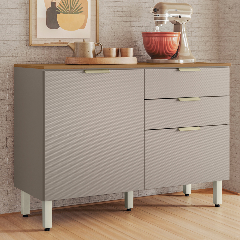 Balcão com Tampo 2 Portas 2 Gavetas 120cm MDP Alba Demóbile