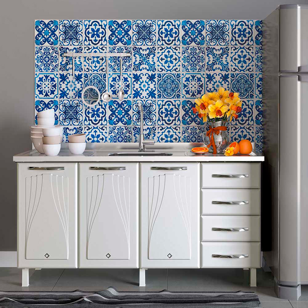 Balcão sem Tampo 3 Portas 4 Gavetas 160cm Star Telasul em Aço