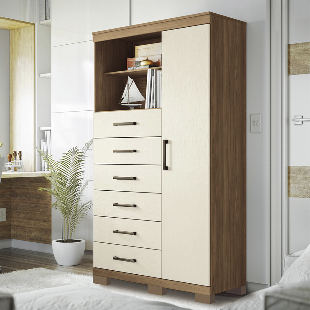 Cômoda Multiuso 1 Porta 6 Gavetas Com Nicho Marabá Santos Andirá