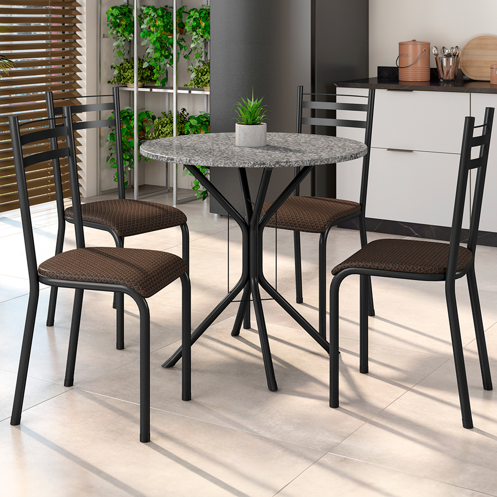Conjunto de Mesa 4 Cadeiras Tampo Granito Lyon Fabone