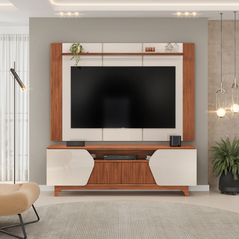 Rack com Painel para TVs até 75" MDF MDP 4 Portas Helo DJ Móveis