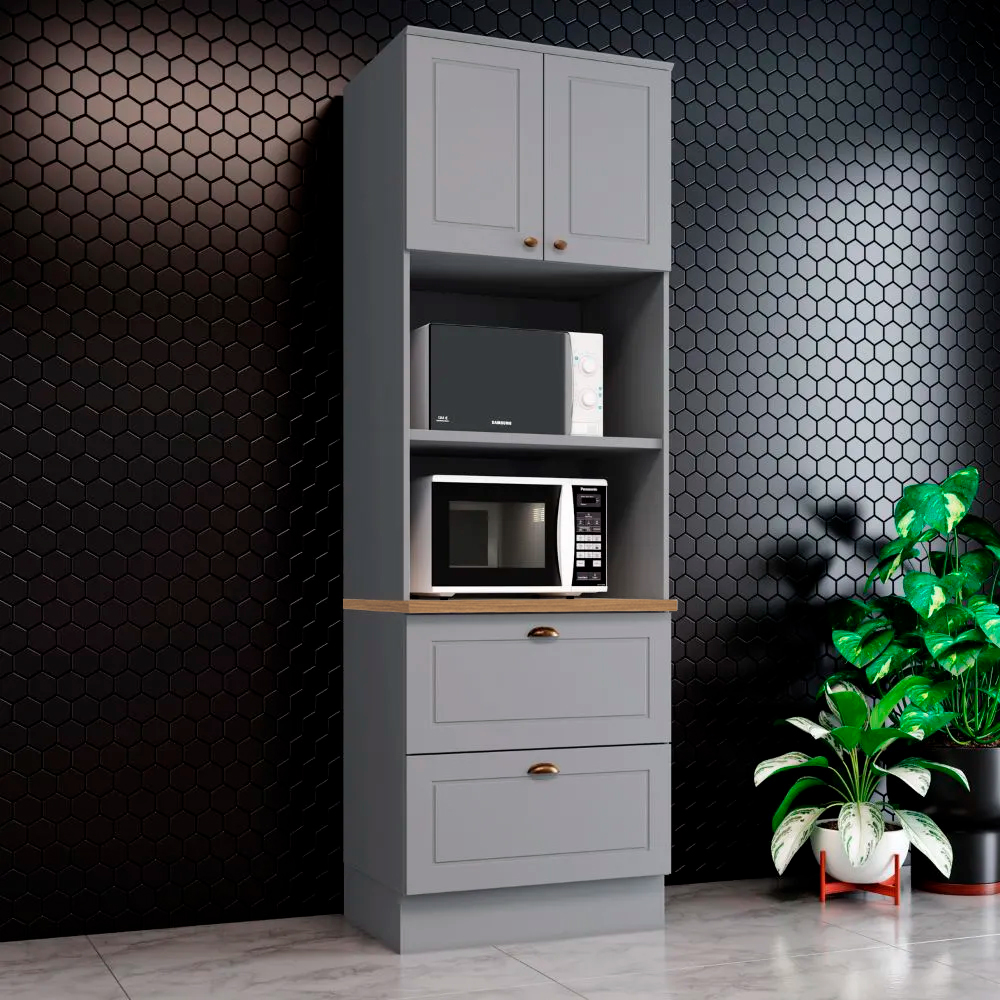 Torre Quente 2 Nichos para Forno 2 Portas 2 Gavetas MDF Americana Henn