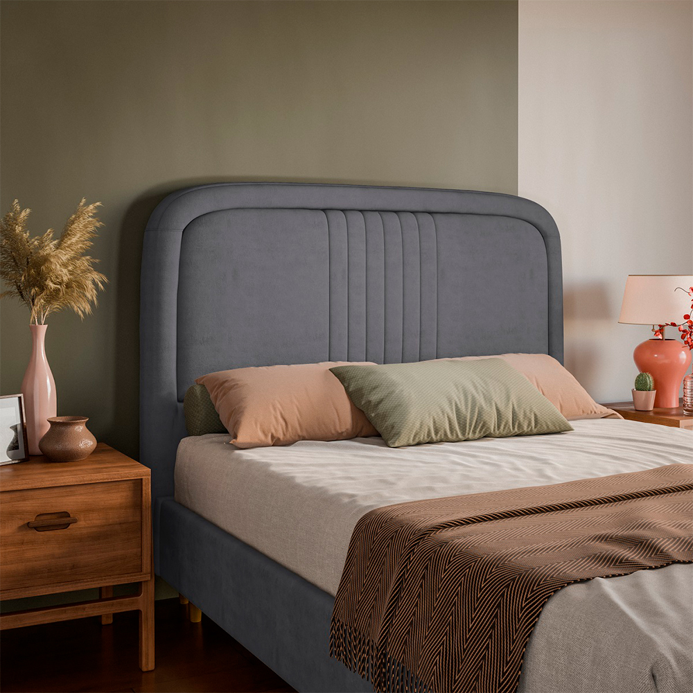 Cabeceira Casal Estofada 148cm MDF Chicago Dubue