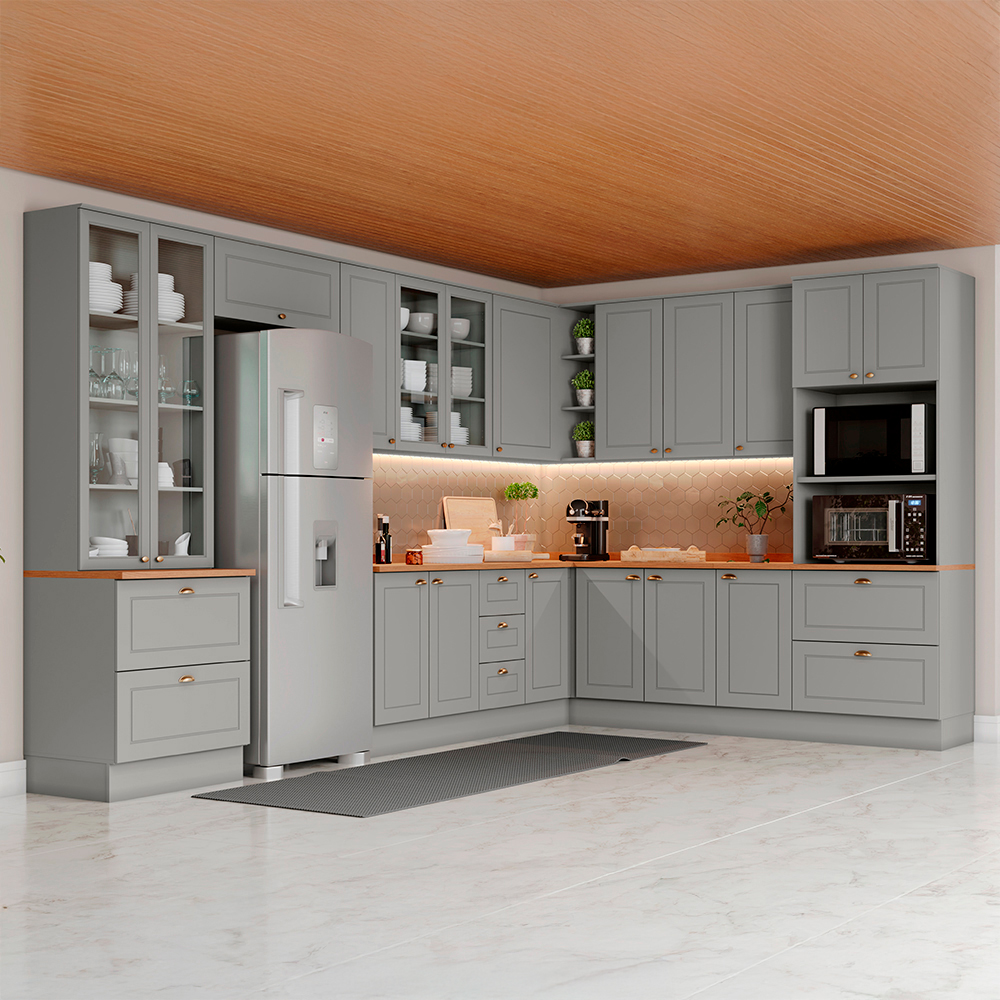 Cozinha Completa Modulada 11 Peças 18 Portas 7 Gavetas MDF Americana Henn