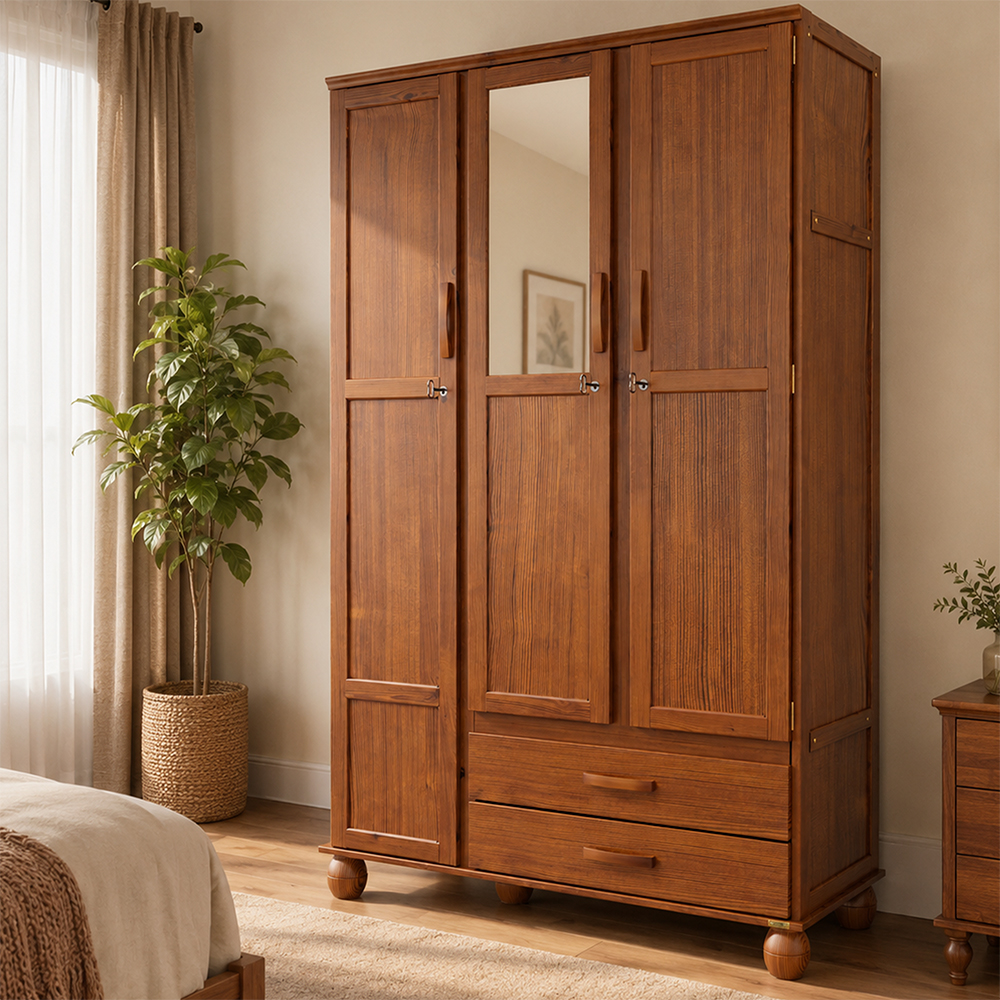 Guarda-Roupa Solteiro 3 Portas Bater 2 Gavetas Clean Serpil Roupeiro