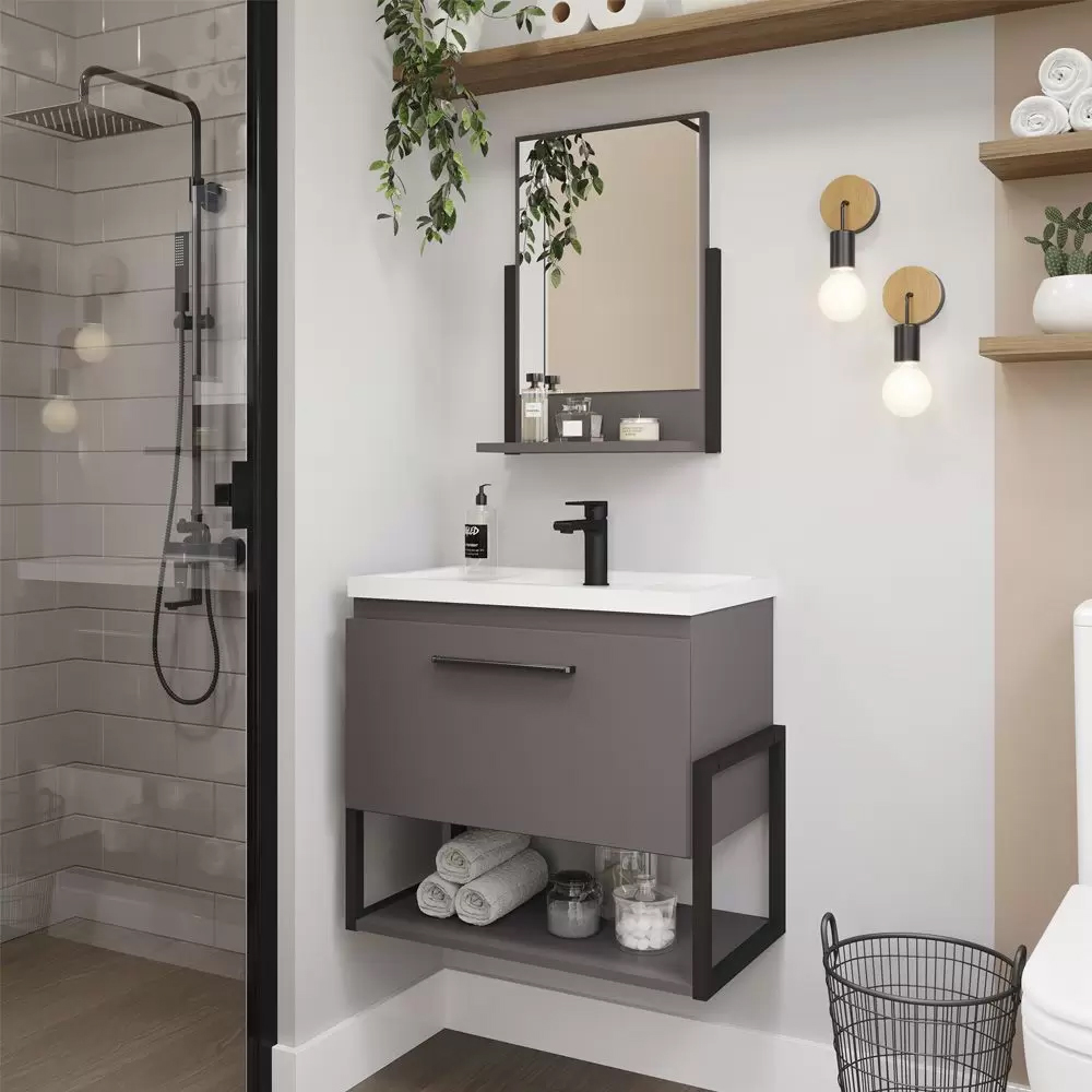 Gabinete para Banheiro 1 Porta Basculante com Espelheira MDF Ipanema MGM
