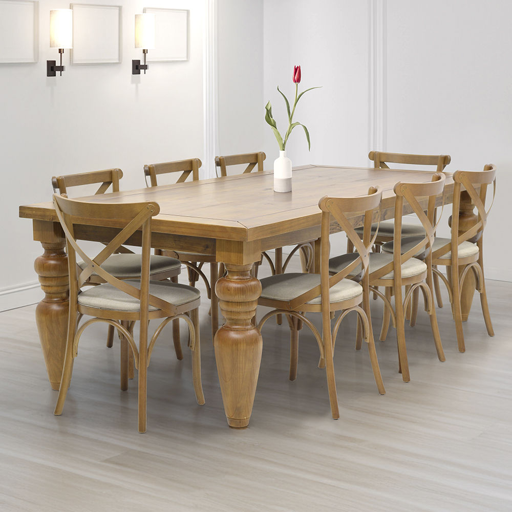 Mesa de Jantar Flower 8 Cadeiras Paris Madeira Maciça Artefama