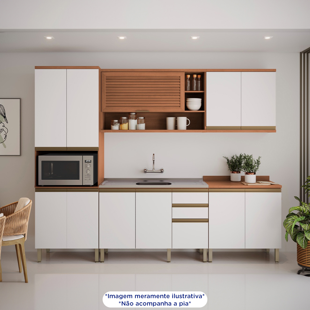 Cozinha Modulada 5 Peças 11 Portas 3 Gavetas Macadamia Telasul