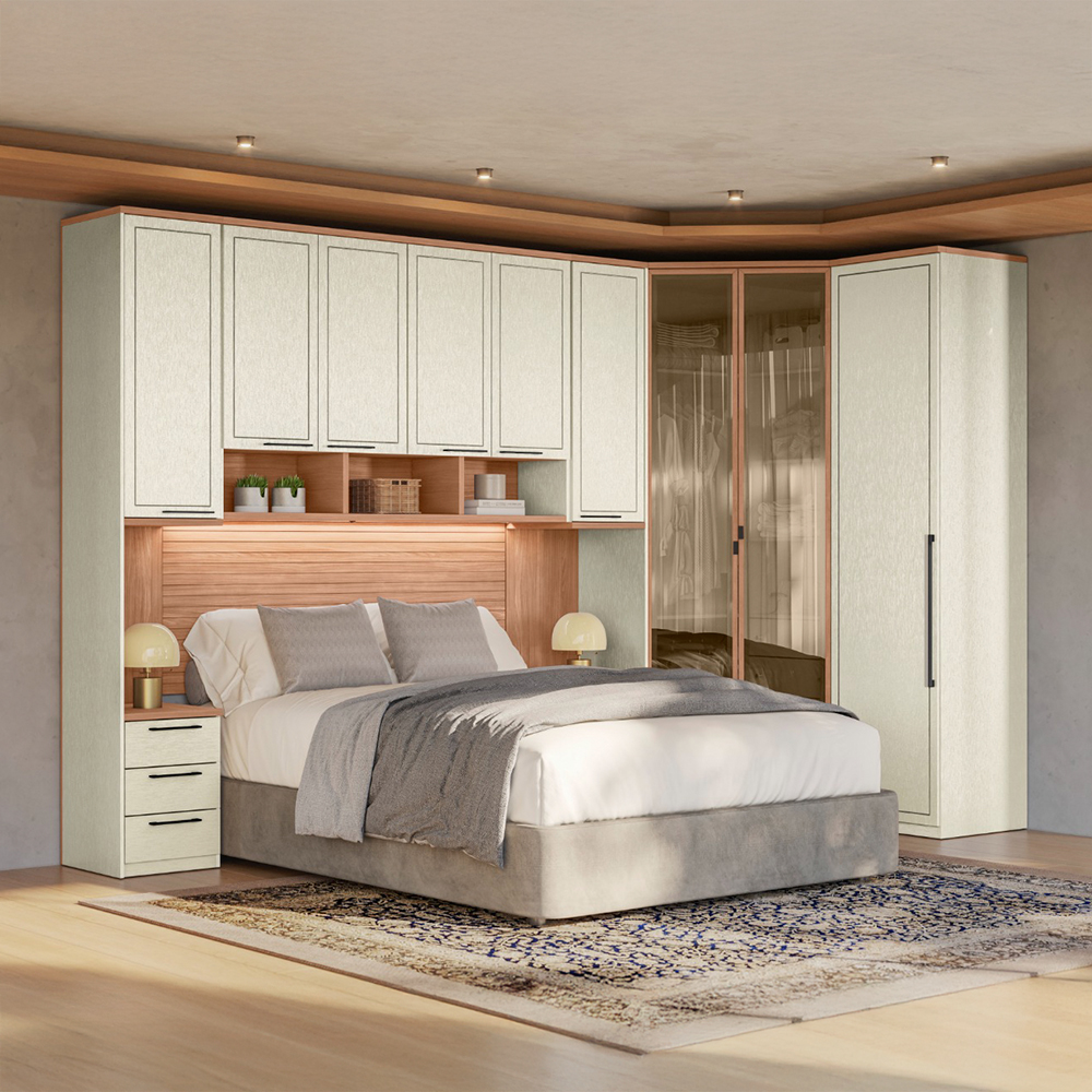 Roupeiro Modulado Santos Andira Doce Vida 6 Peças Portas com Vidro