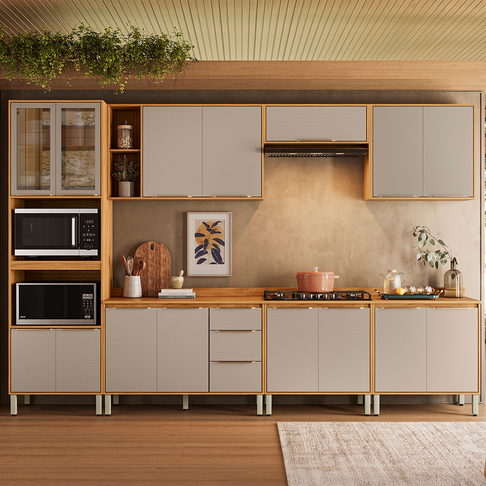 Cozinha Modulada 7 Peças 15 Portas 3 Gavetas Plena Demóbile
