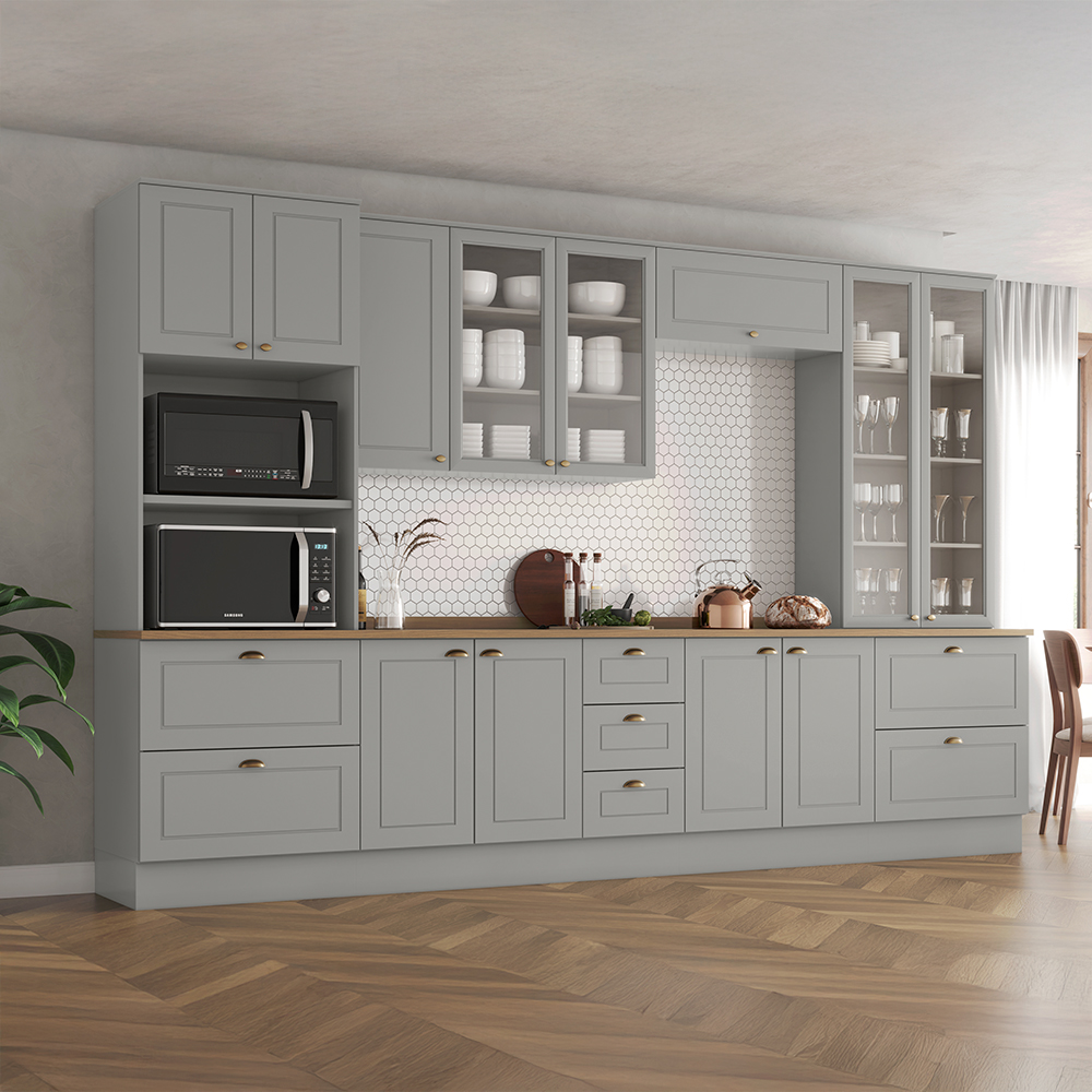 Cozinha Modulada 6 Peças 12 Portas 7 Gavetas Americana Henn