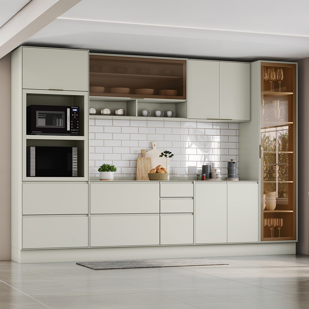 Cozinha Modulada 6 Peças 10 Portas 4 Gavetas com Cristaleira Fineze Henn