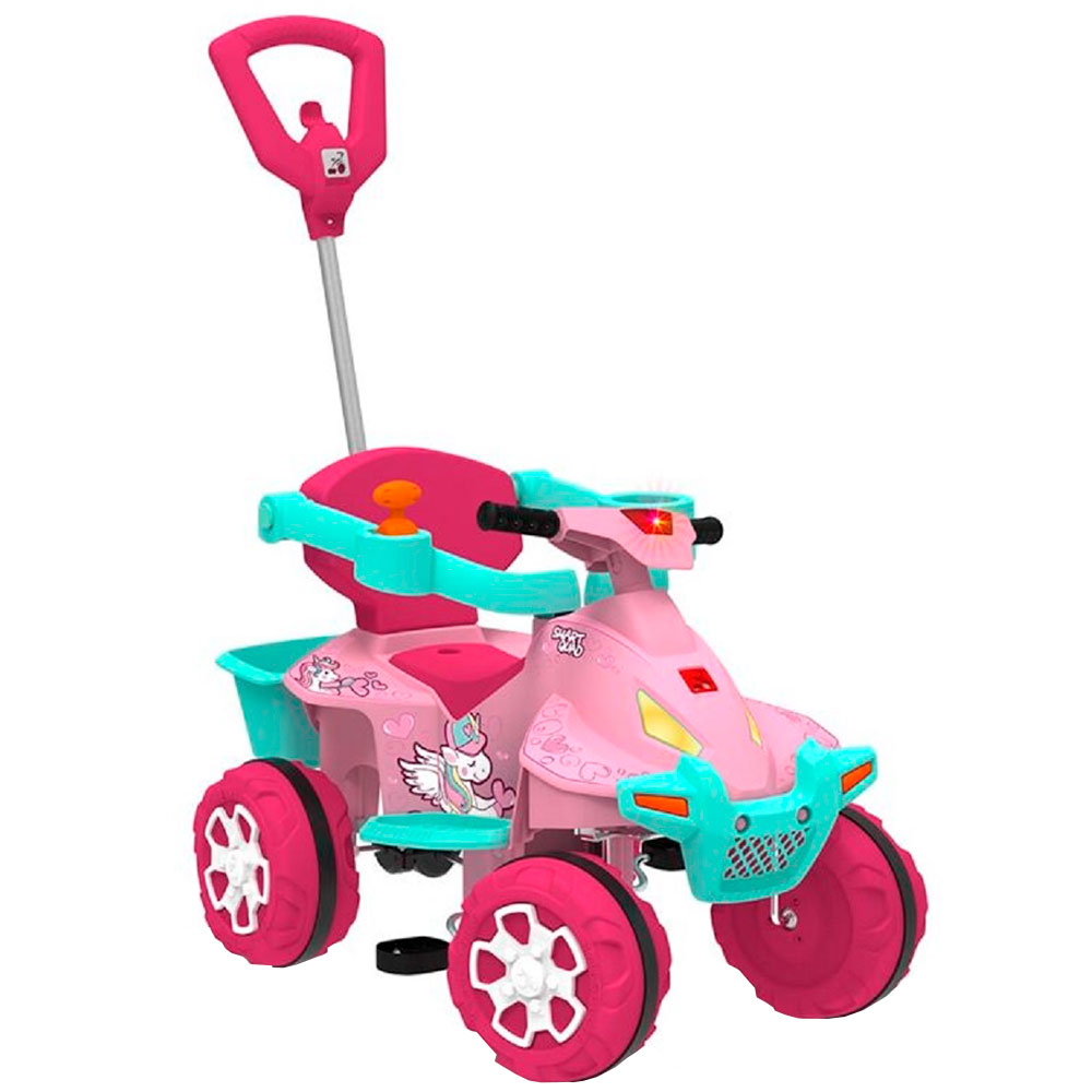Carro de Passeio a Pedal Infantil Bandeirante Smart Quad com Haste Removível