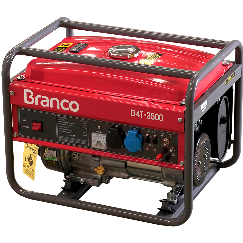 Gerador de Energia à Gasolina Branco Motores 7,0CV B4T 3500 Partida Manual