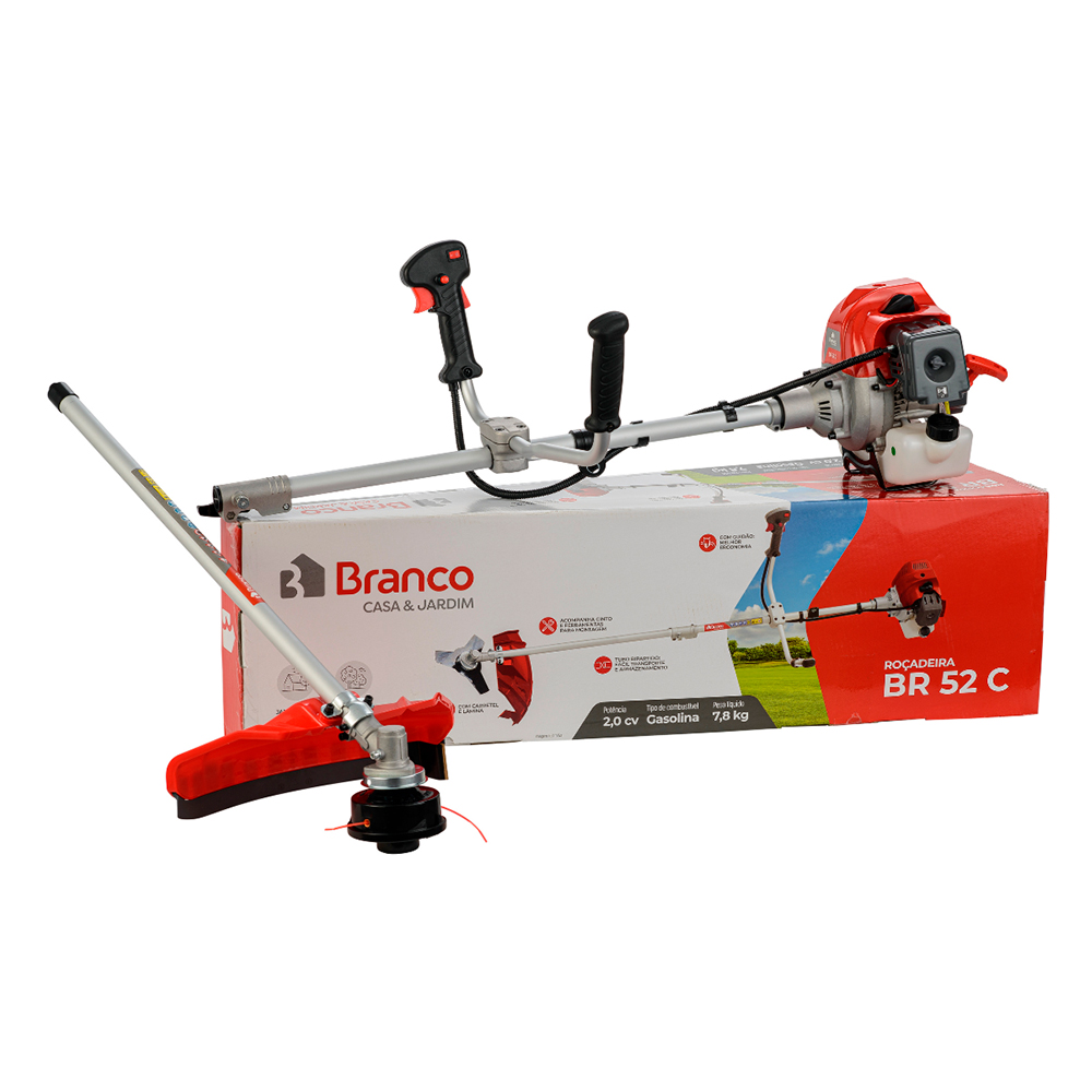 Roçadeira Guidão a Gasolina Branco Motores 52c BR Nylon