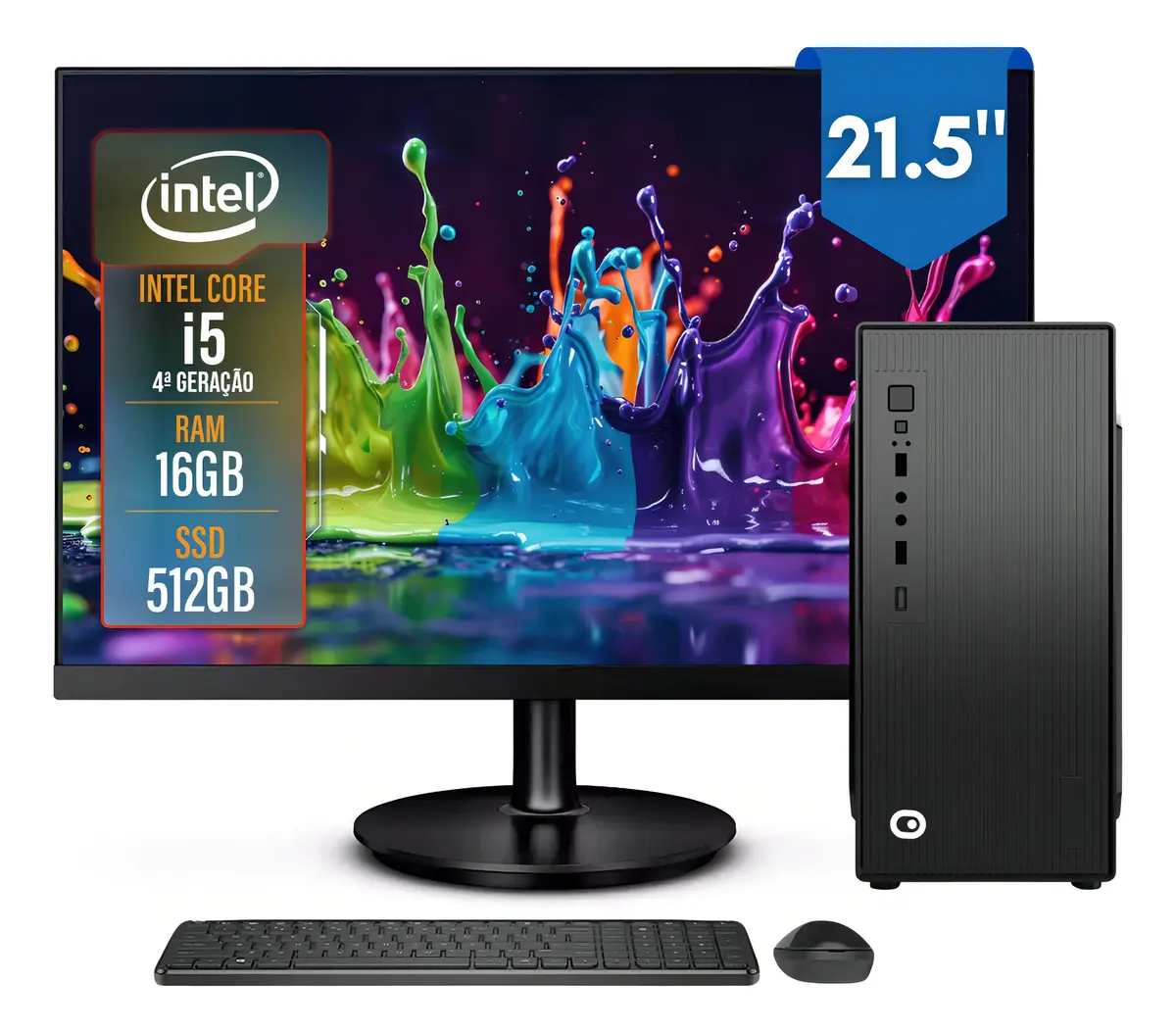 Computador Completo 2Eletro Top Intel Core i5, 16GB RAM, SSD 512GB, , Monitor 21.5 Full HD - CD2E-0123TO