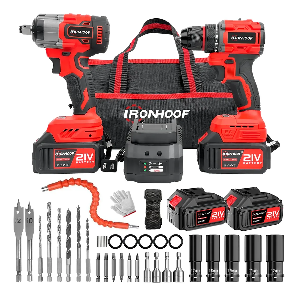 Kit Furadeira E Parafusadeira Chave De Impacto Brushless