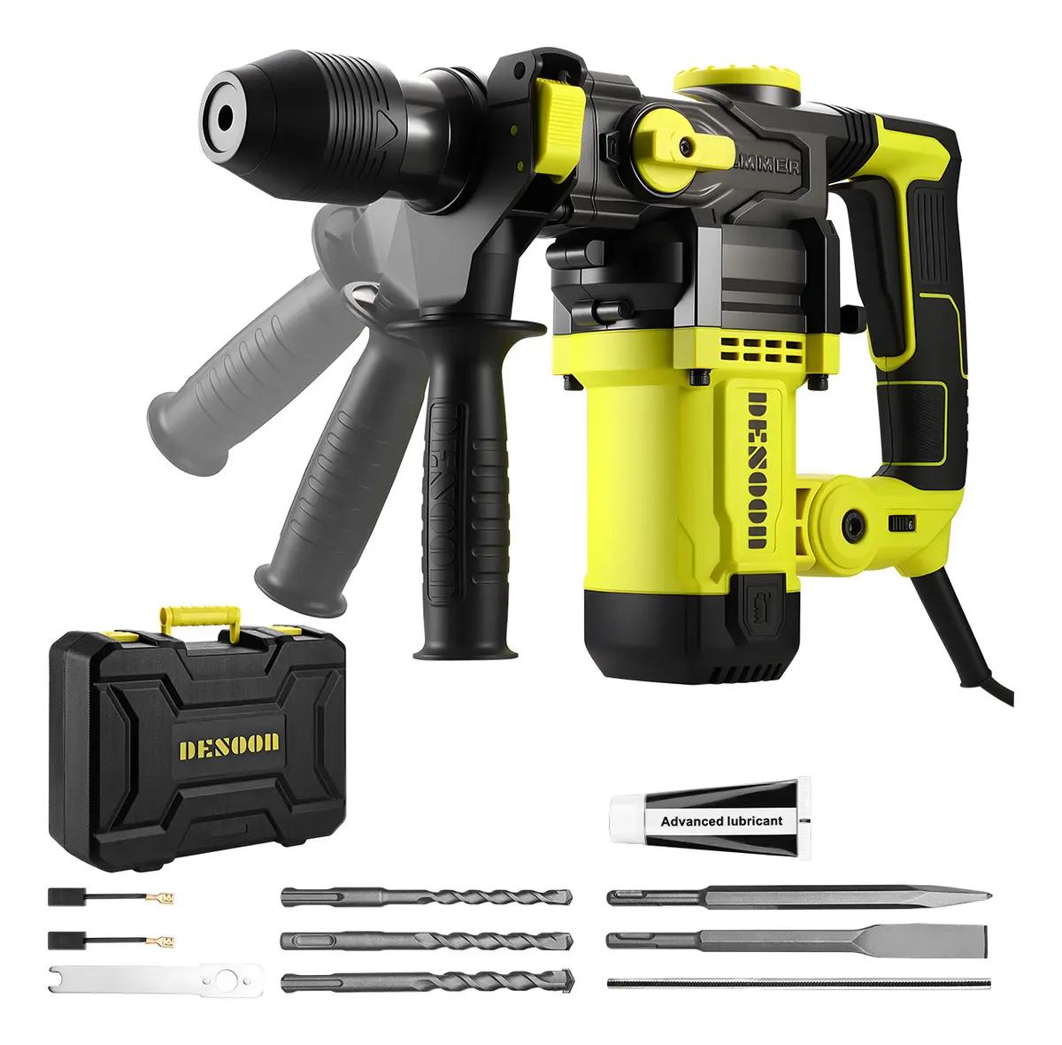 Martelete Perfurador Rompedor 1500w Professional Elétrico 3 em 1 Concreto Martelo 4.5J com SDS Plus Brocas Maleta Desoon
