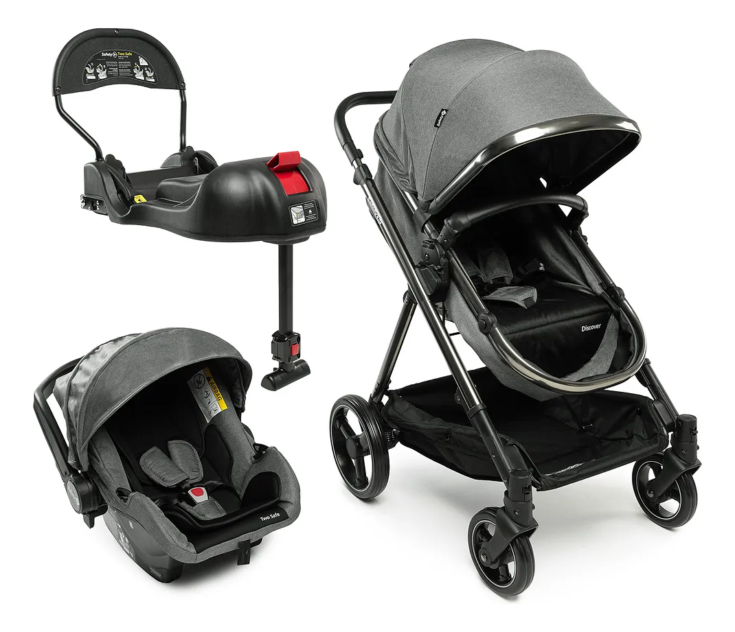 Carrinho Travel System Safety 1st, Discover Trio, com Isofix, 0 a 15kg, Grey Chrome